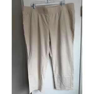 D&Co Active Womens 2XP Beige French Terry Crop Pants Elastic Waist A549285